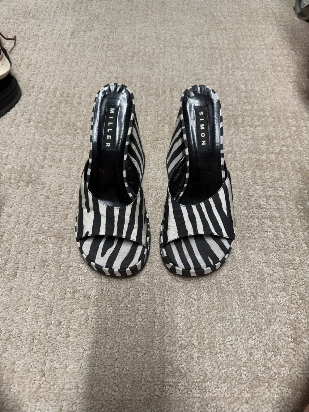 Simon Miller Zebra-Print Platform Wedge Sandals — Black & White
